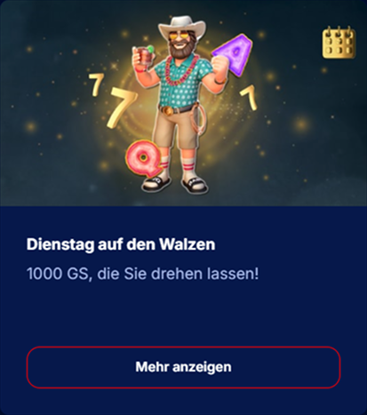 bonus-3 Dienstag auf den Walzen 1000 Freispiele Maskottchen mit Hut