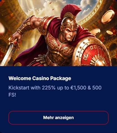 Welcome Casino Package Gladiator mit Schwert Schild